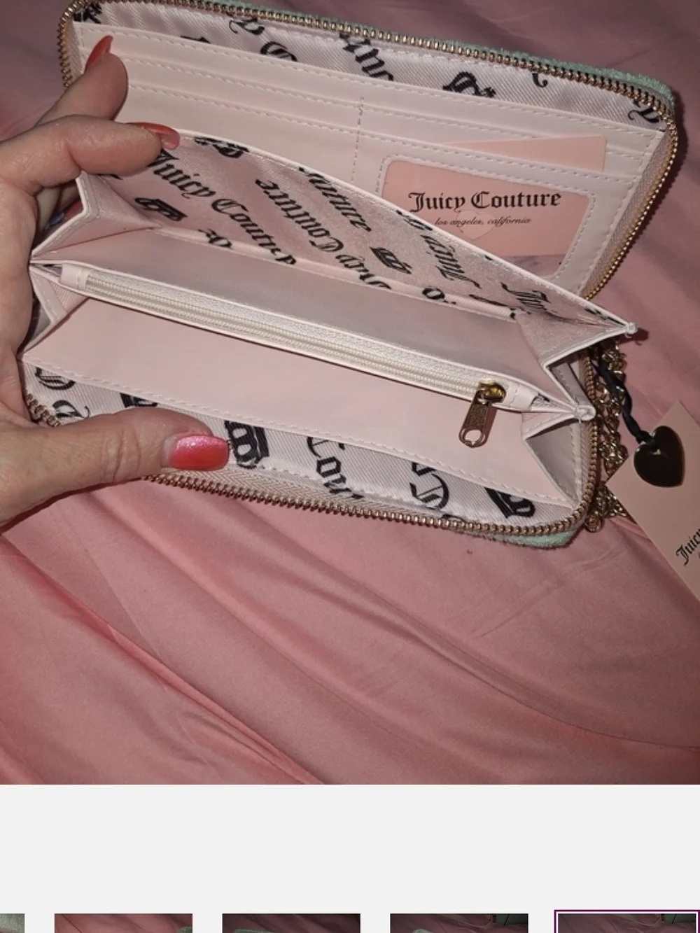 Juicy Couture Mint Green and Light Pink Zip-Around Wallet-NWT!